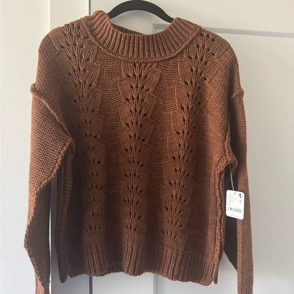 Free People Brown Cowl Neck Sweater